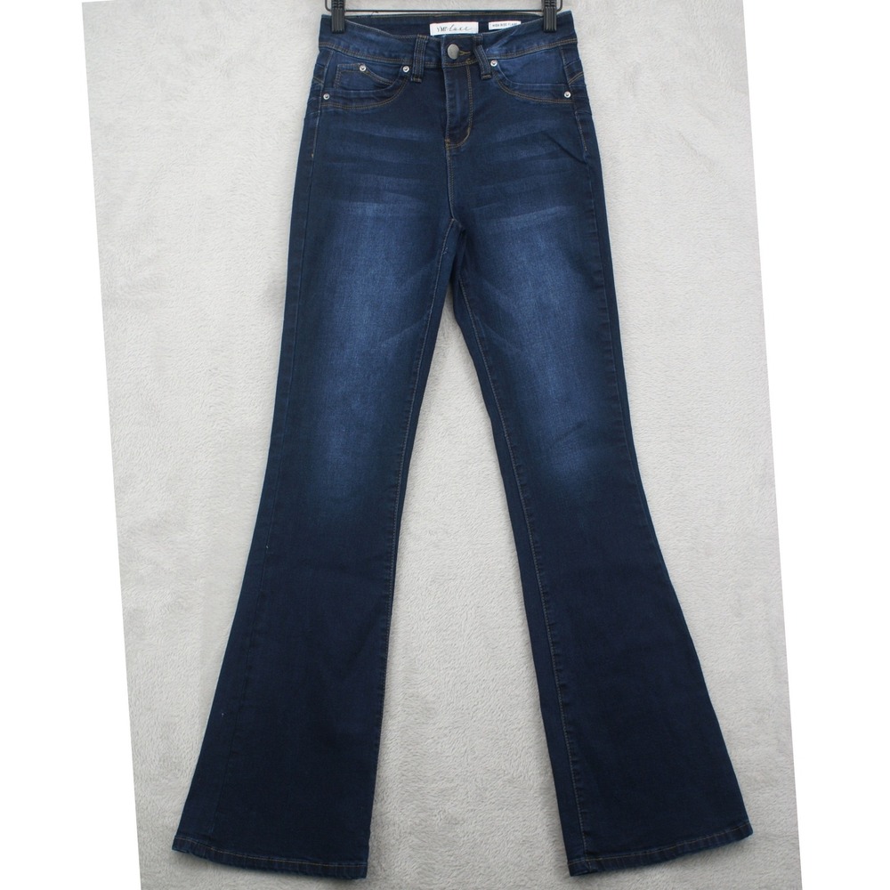 YMI Luxe Jeans Womens 3/26 High Rise Flare Dark Wash Stretch Bell Bottom 32"